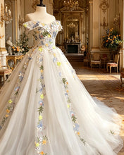 Load image into Gallery viewer, Agenes | White Tulle Floral Embroidery Dress
