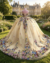 Load image into Gallery viewer, Alma | Multicolor Floral Lace Appliques Ball Gown Dress