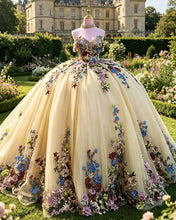 Load image into Gallery viewer, Alma | Multicolor Floral Lace Appliques Ball Gown Dress