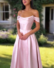 Load image into Gallery viewer, Pink Satin Prom Dress