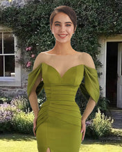 Load image into Gallery viewer, Moss Green Mermaid Off The Shoulder Dress