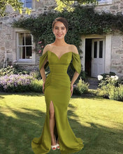Load image into Gallery viewer, Moss Green Mermaid Off The Shoulder Dress