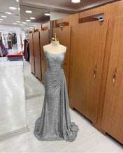 Load image into Gallery viewer, Silver Sequin Bridesmaid Dress