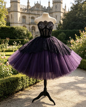 Load image into Gallery viewer, Carmilla | Black Lace Appliques Mid Homecoming Dress