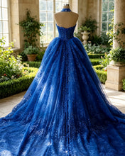 Load image into Gallery viewer, Celeste | Royal Blue Lace Strapless Dress