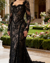 Load image into Gallery viewer, Grace | Mermadi Black Lace Sleeve Dress