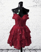 Load image into Gallery viewer, Burgundy Lace Homecoming Dresses 2024