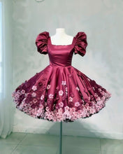 Load image into Gallery viewer, Burgundy Satin Homecoming Dress