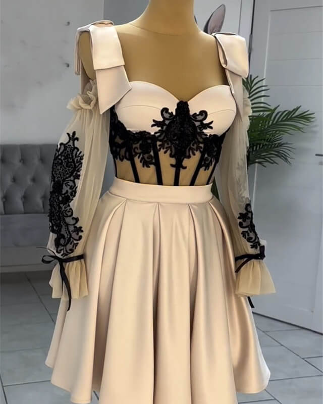 Short Nude Satin Lace Embroidery Corset Dress – alinanova