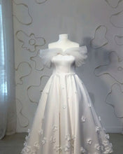 Load image into Gallery viewer, White Off-the-shoulder Satin Midi Homecoming Dress