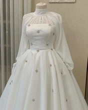 Load image into Gallery viewer, Modest White Tulle Ball Gown Dress