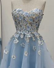 Load image into Gallery viewer, Blue 3D Flowers Tulle Midi Dress