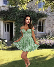 Load image into Gallery viewer, Sage Lace Homecoming Dress