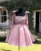 Load image into Gallery viewer, Pink Satin Hoco Dress