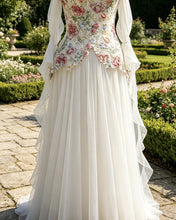 Load image into Gallery viewer, KATIE | Ruffle Straps Embroidery Corset Chiffon Dress