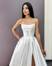 Load image into Gallery viewer, A-line Cowl Neck Satin Wedding Dress