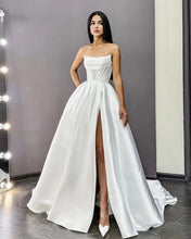 Load image into Gallery viewer, A-line Cowl Neck Satin Wedding Dress