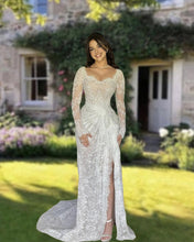 Load image into Gallery viewer, MYRA | Boho Lace Sleeve Wedding Dress