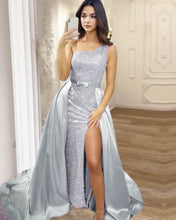Load image into Gallery viewer, Mermaid Silver Prom Dress