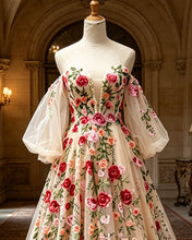Load image into Gallery viewer, NALIA | Floral A-line Dress With Puffy Sleeves