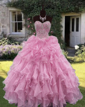 Load image into Gallery viewer, Pink Ruffle Quinceanera Dress