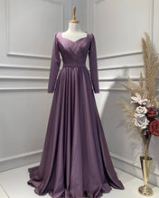 Load image into Gallery viewer, Dusty Purple Satin Dress