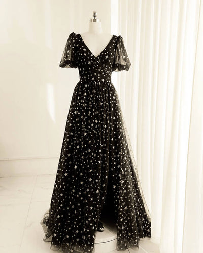 Black Starry Night Prom Dress