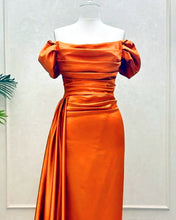 Load image into Gallery viewer, Mermaid Bright Orange Satin Dress
