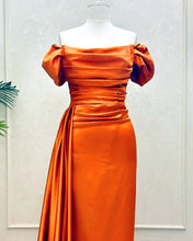 Load image into Gallery viewer, Mermaid Bright Orange Satin Dress
