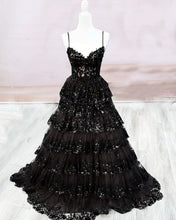 Load image into Gallery viewer, Black Lace Prom Dress 2024