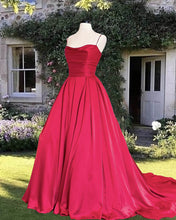 Load image into Gallery viewer, Maroon Satin Prom Dress 2024