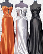 Load image into Gallery viewer, Mermaid Pleated Sweetheart Satin Dress