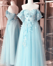 Load image into Gallery viewer, Light Blue Tulle Prom Dress