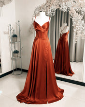 Load image into Gallery viewer, Burnt Orange Satin Prom Dress