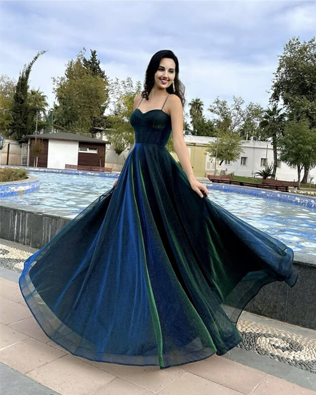 navy blue dress for baby girl Emerald Green Satin A Line High Slit Prom Dress with Buttons Vestido D –  Siaoryne main image 0