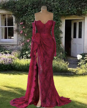 Load image into Gallery viewer, Long Sleeves Mermiad Lace Split Dress