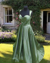 Load image into Gallery viewer, Sage Green Satin Dress
