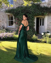 Load image into Gallery viewer, Mermaid Dark Green Satin Corset Dress