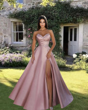 Load image into Gallery viewer, Dusty Pink Satn Prom Dresses