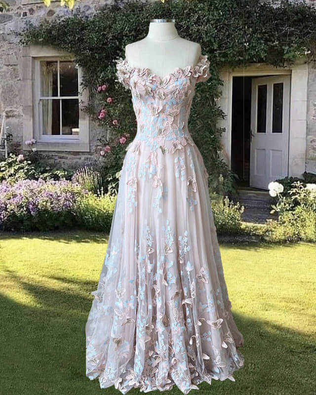 Pink A-line Butterfly Prom Dress Pink A-line Butterfly Prom Dress