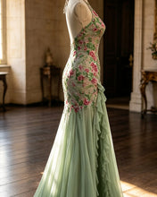 Load image into Gallery viewer, RIVER | Mermaid Glitter Floral Prom Dress