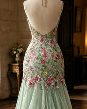 Load image into Gallery viewer, RIVER | Mermaid Glitter Floral Prom Dress