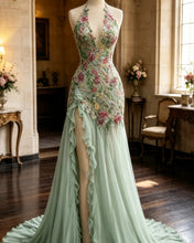 Load image into Gallery viewer, RIVER | Mermaid Glitter Floral Prom Dress