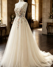 Load image into Gallery viewer, ROSA | A Line Tulle Wedding Dress With Botanical Embroidery
