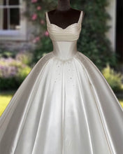 Load image into Gallery viewer, Ball Gown Strapless Pearl Beaded Satin Wedding Dress