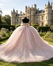 Load image into Gallery viewer, Stella | Blush Tulle Off Shoulder Ball Gown Dress