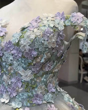 Load image into Gallery viewer, Floral Beaded Tulle Ball GownWedding Dress