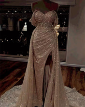 Load image into Gallery viewer, Mermaid Champagne Sparkly Wedding Dress