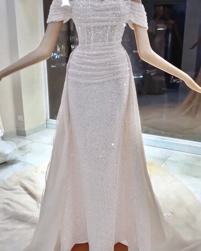 Mermaid Sequin Off Shoulder Wedding Dress