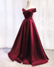 Load image into Gallery viewer, Maroon Satin Prom Dresses 2024